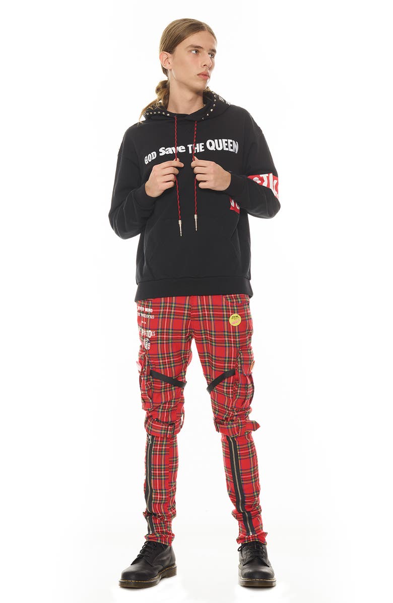 Cult of Individuality Rocker Sex Pistols Plaid Slim Leg Cargo Pants, Alternate, color, Plaid