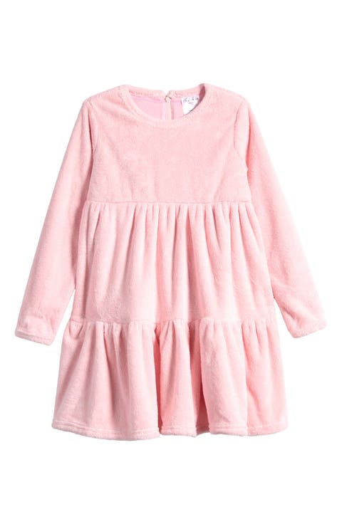 Kids' Long Sleeve Tiered Velour Dress (Toddler & Little Kid)