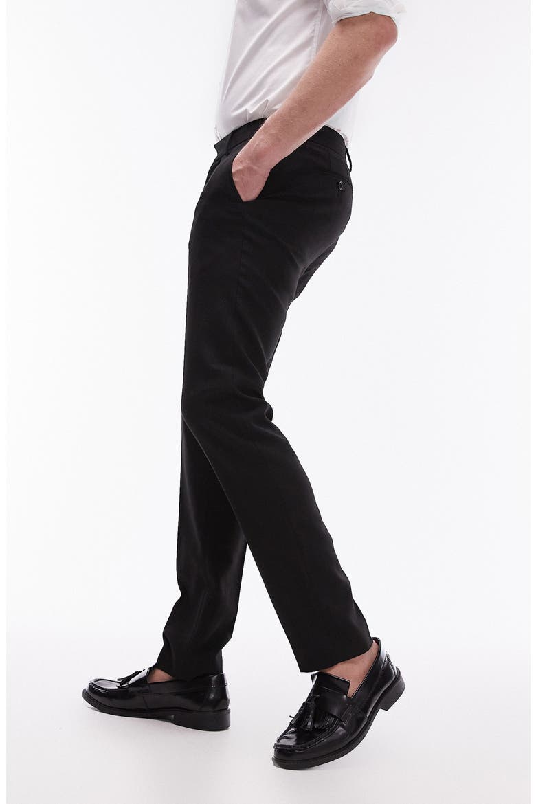 Skinny Fit Textured Dress Pants, Alternate, color, BLACK
