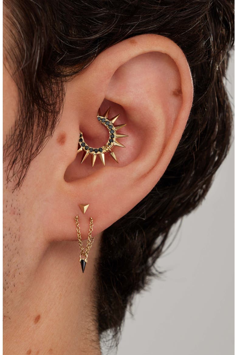 Black Moissanite Spike Charm, Alternate, color, YELLOW GOLD