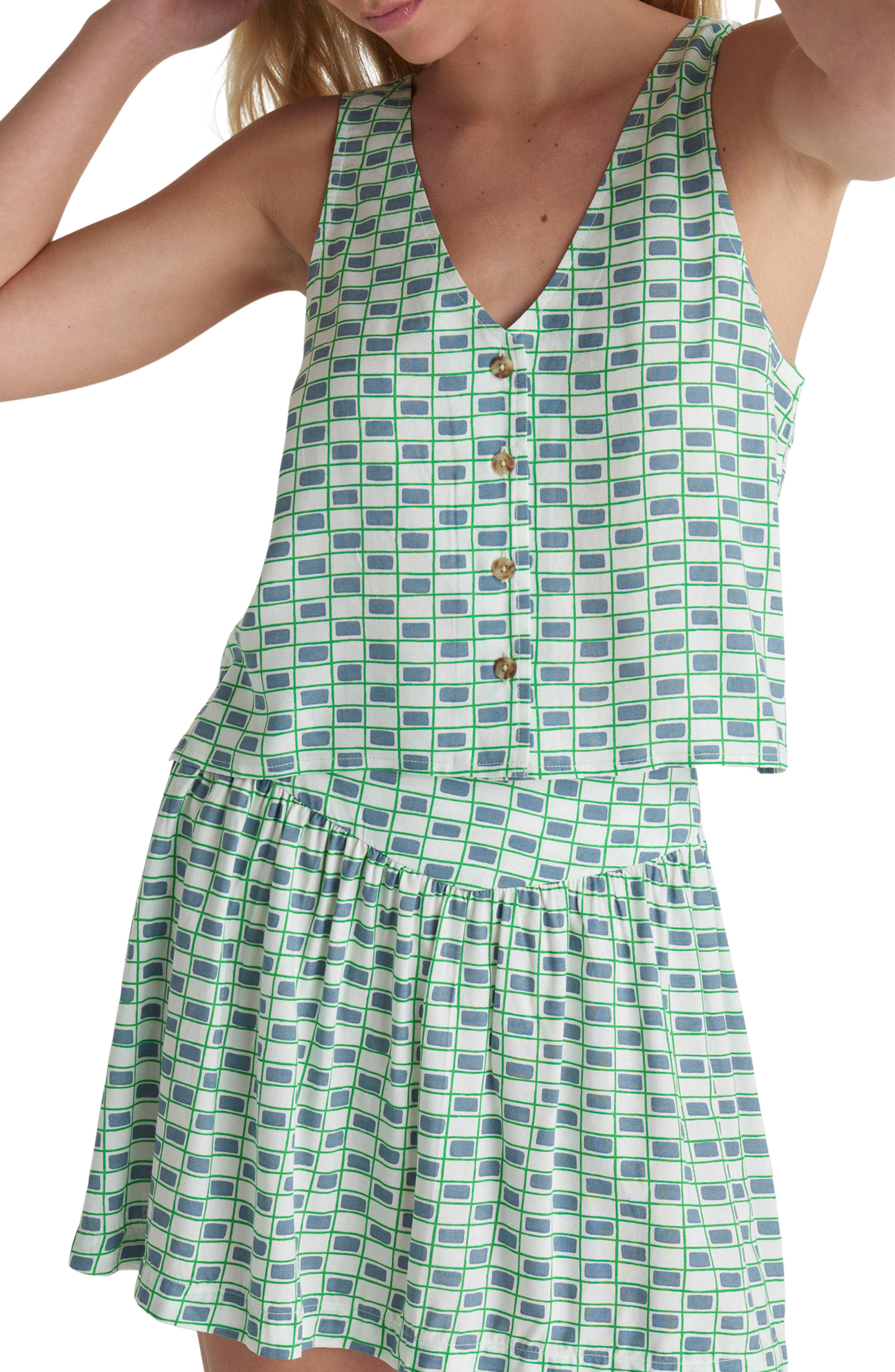 Hurley Venice Print Sleeveless Button-Front Top