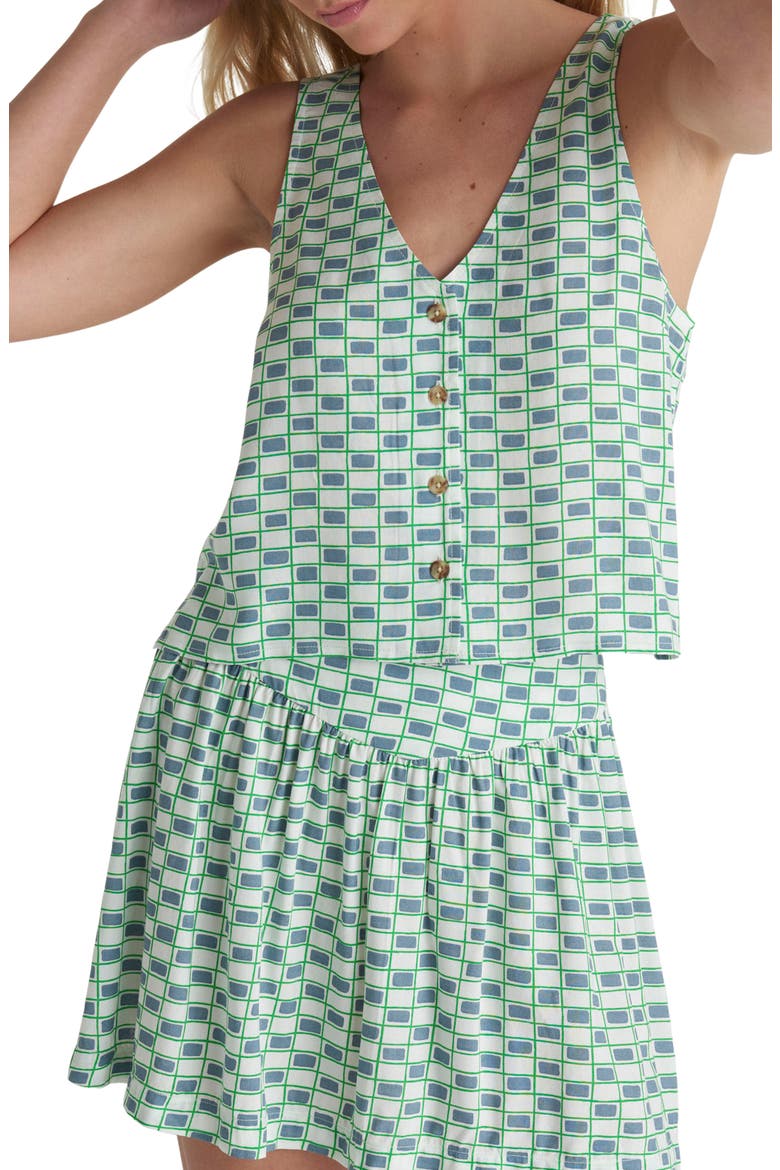 Venice Print Sleeveless Button-Front Top, Main, color, WINDWARD BLUE