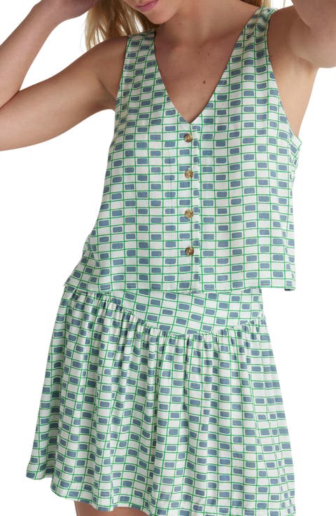 Venice Print Sleeveless Button-Front Top