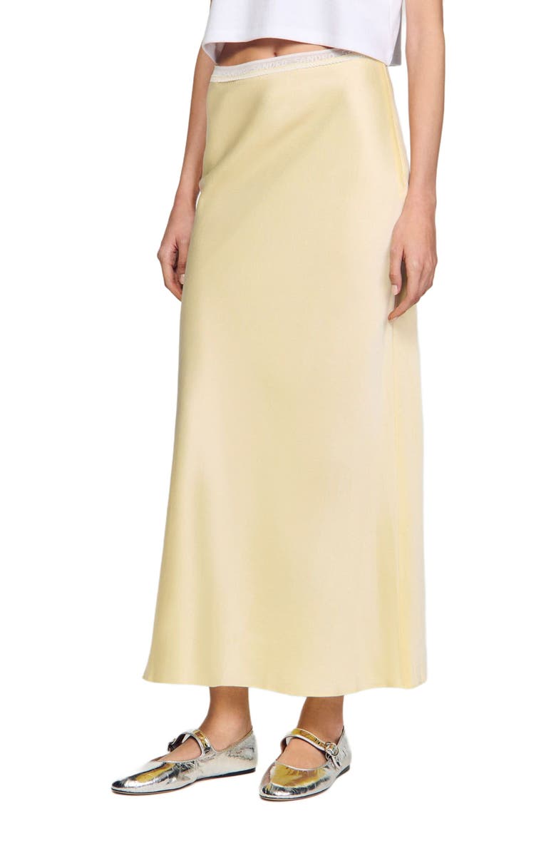 SANDRO Long satin-effect skirt, Main, color, 