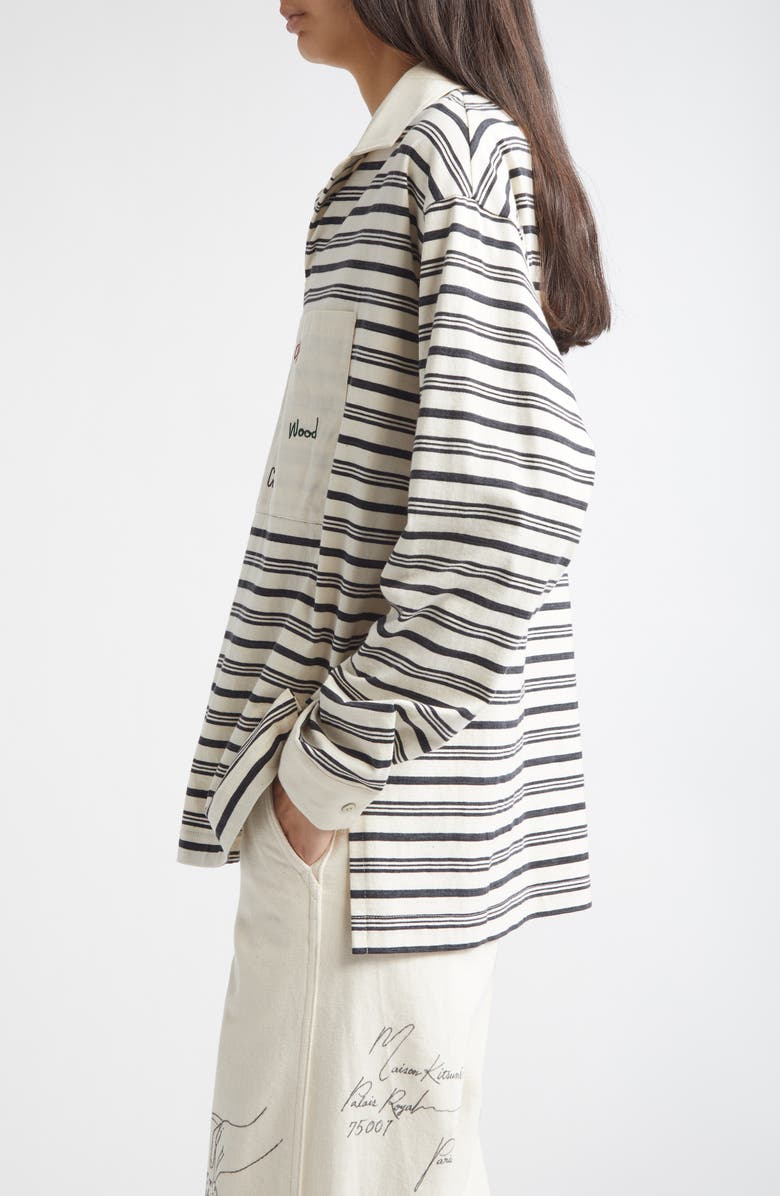 KURO Syntax Rugger Stripe Rugby Shirt, Alternate, color, Ivory/ Navy