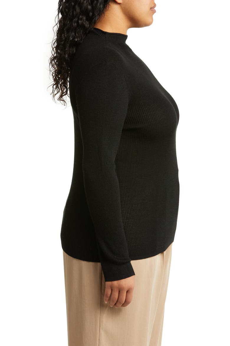 Rib Mock Neck Sweater, Alternate, color, BLACK