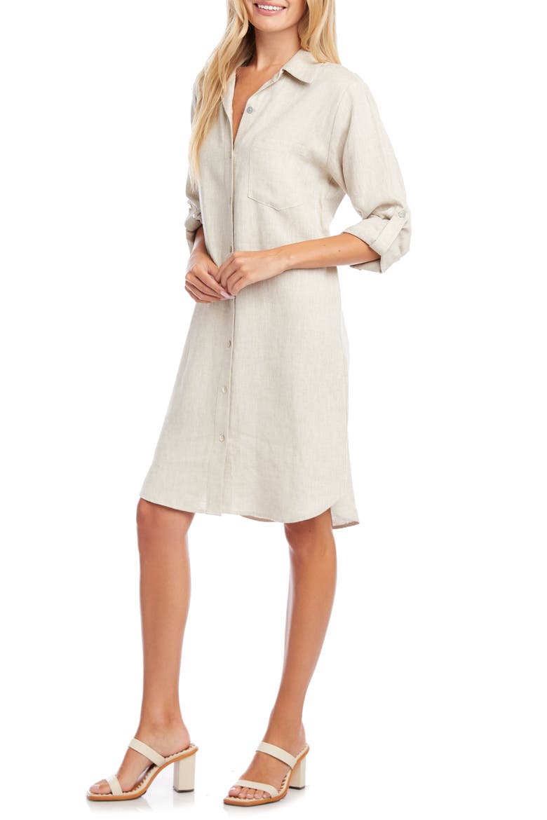 Linen Shirtdress, Alternate, color, OATMEAL