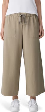 Eileen Fisher Stretch Organic Cotton Crop Wide Leg Pants