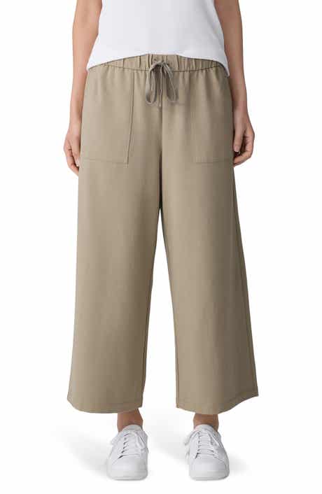Eileen Fisher Stretch Organic Cotton Crop Wide Leg Pants