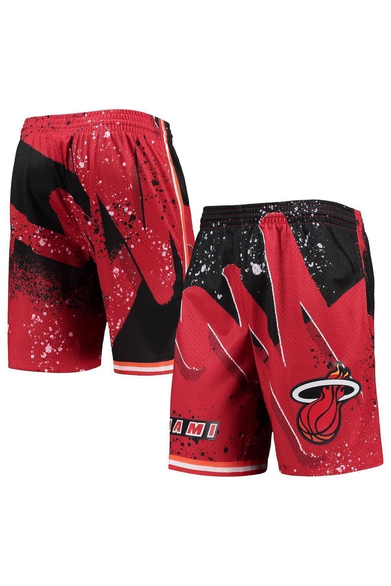 Men's Mitchell & Ness Red Miami Heat Hardwood Classics 1996 Hyper Hoops Swingman Shorts, Main, color, Red