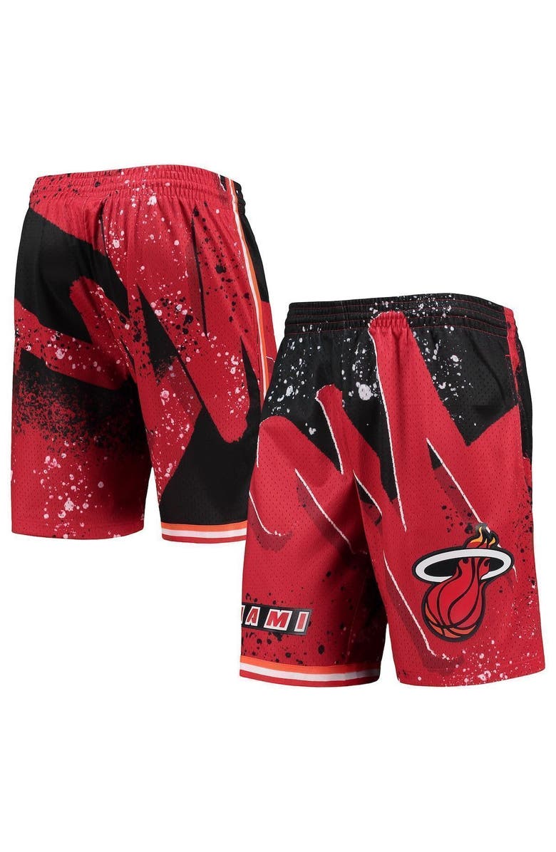 Mitchell & Ness Men's Mitchell & Ness Red Miami Heat Hardwood Classics 1996 Hyper Hoops Swingman Shorts, Main, color,