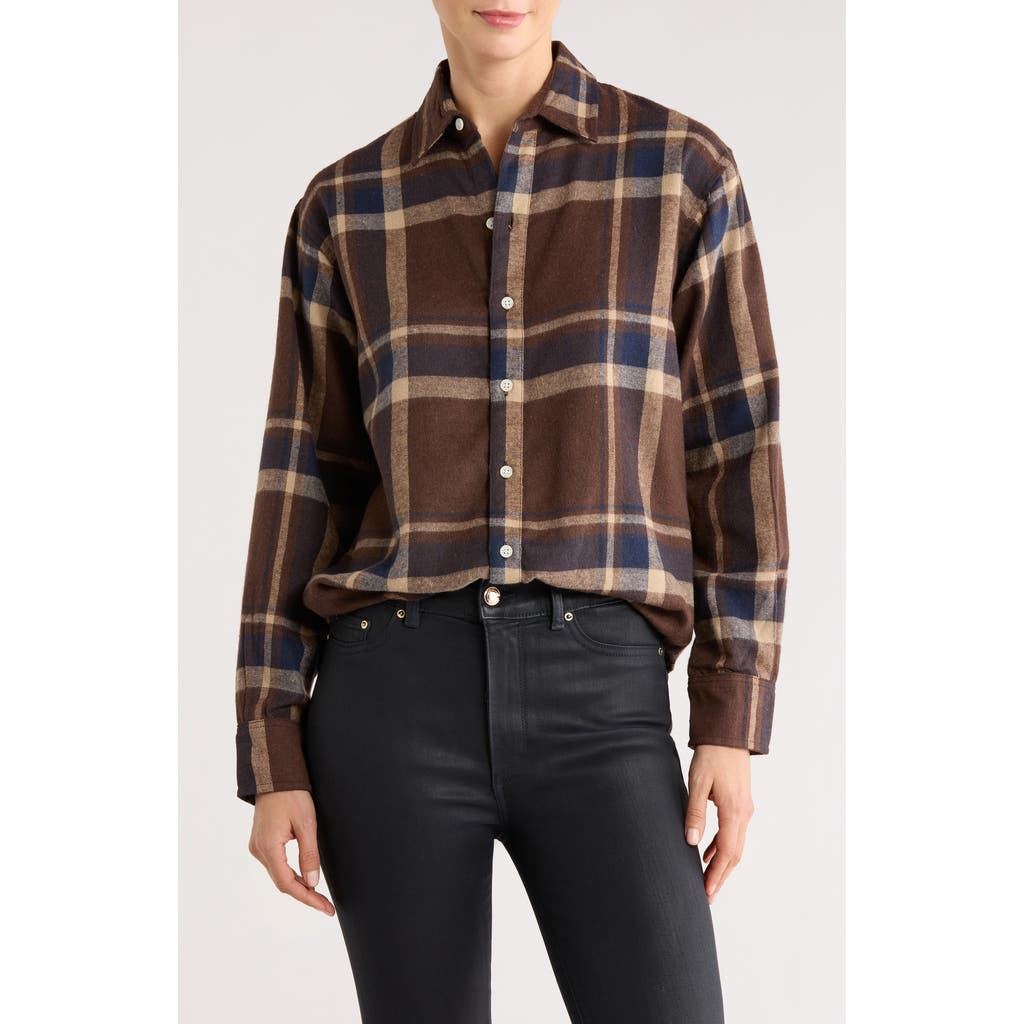 Dl1961 Themla Oversize Plaid Flannel Button-up Shirt In Brown