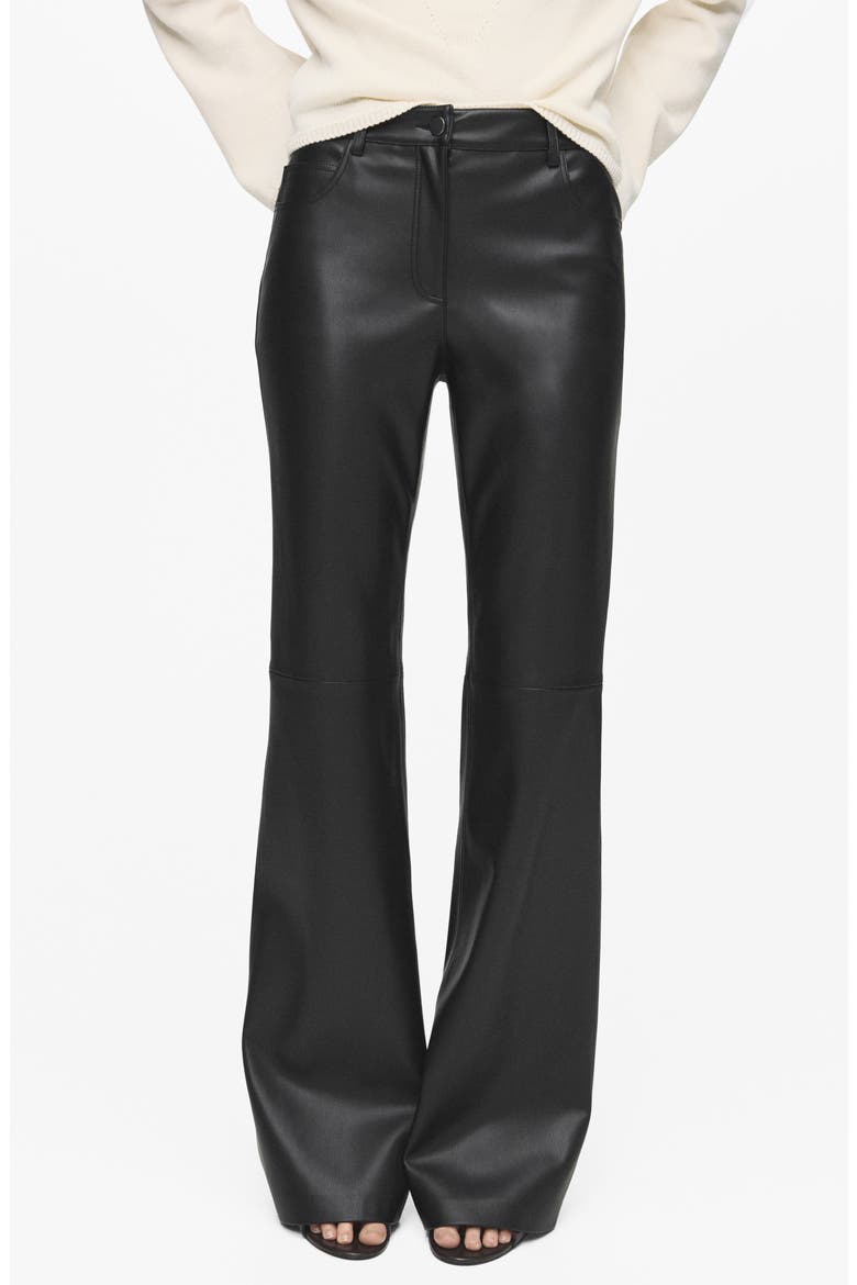 Connie Flared Faux Leather Pants, Main, color, BLACK