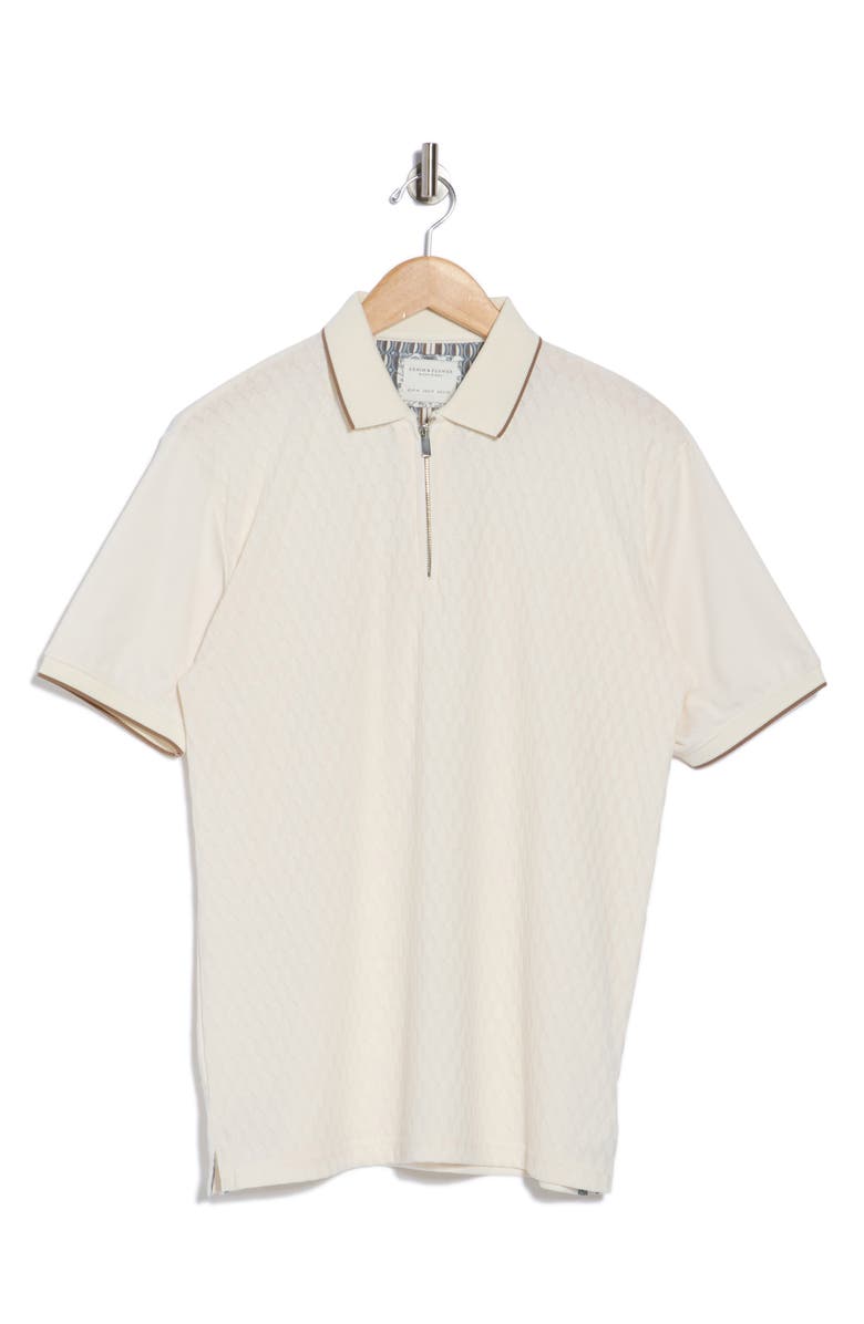 Cactus Man Textured Short Sleeve Zip Polo, Alternate, color, Off White