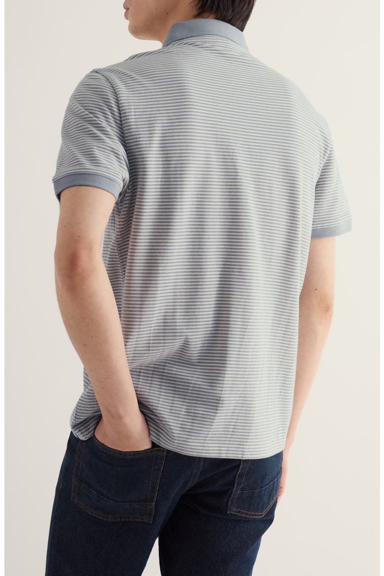 Balefire Striped Organic Cotton Polo, Alternate, color, WOAD QUARRY