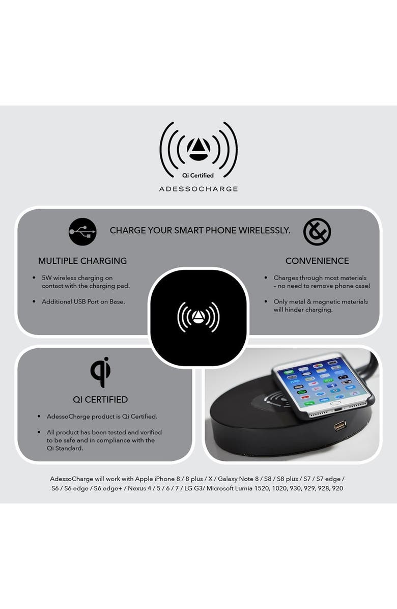 ADESSO LIGHTING Emerson Charging Desk Lamp, Alternate, color, Black