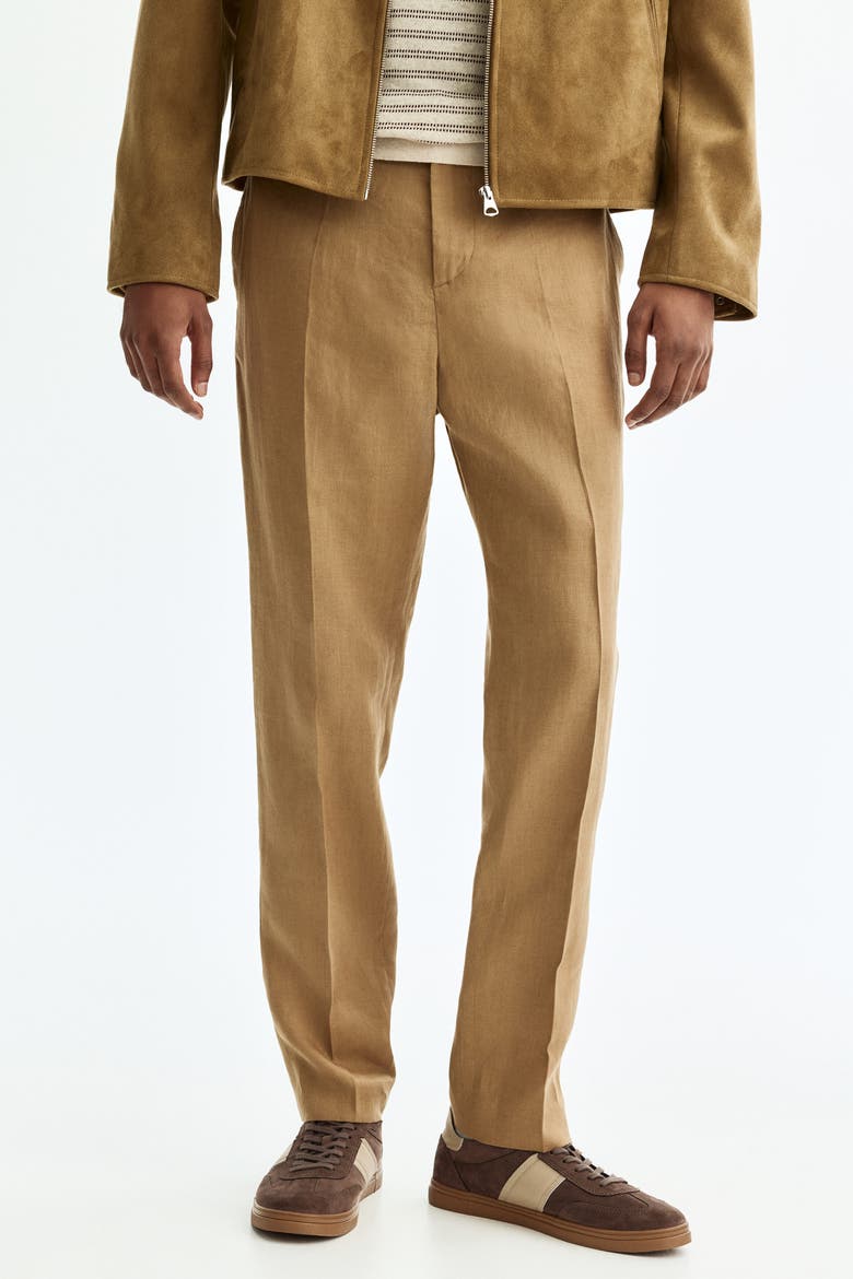 Slim-fit Linen Suit Pants, Alternate, color, Beige