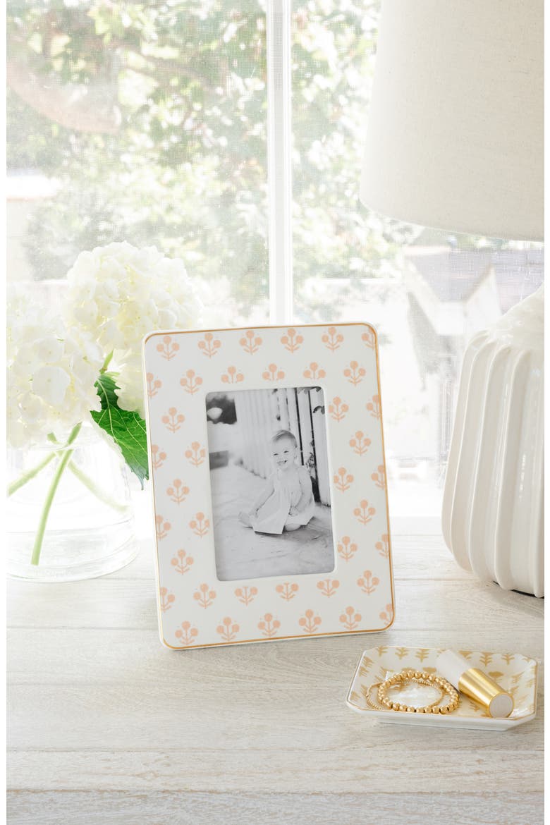 Rose Floral Ceramic 4 x 6-Inch Picture Frame, Alternate, color, ROSE