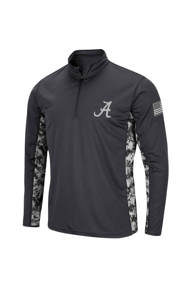 Men's Colosseum Charcoal Alabama Crimson Tide OHT Military Appreciation Digital Camo Lightweight Quarter-Zip Pullover, Alternate, color, Charcoal