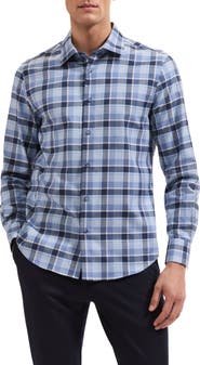 Bugatchi Julian Plaid Cotton & Cashmere Button-Up Shirt