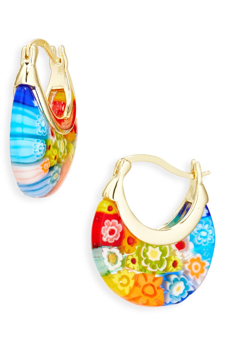 EYE CANDY LOS ANGELES Zahira Flower Hoop Earrings, Main, color, Silver