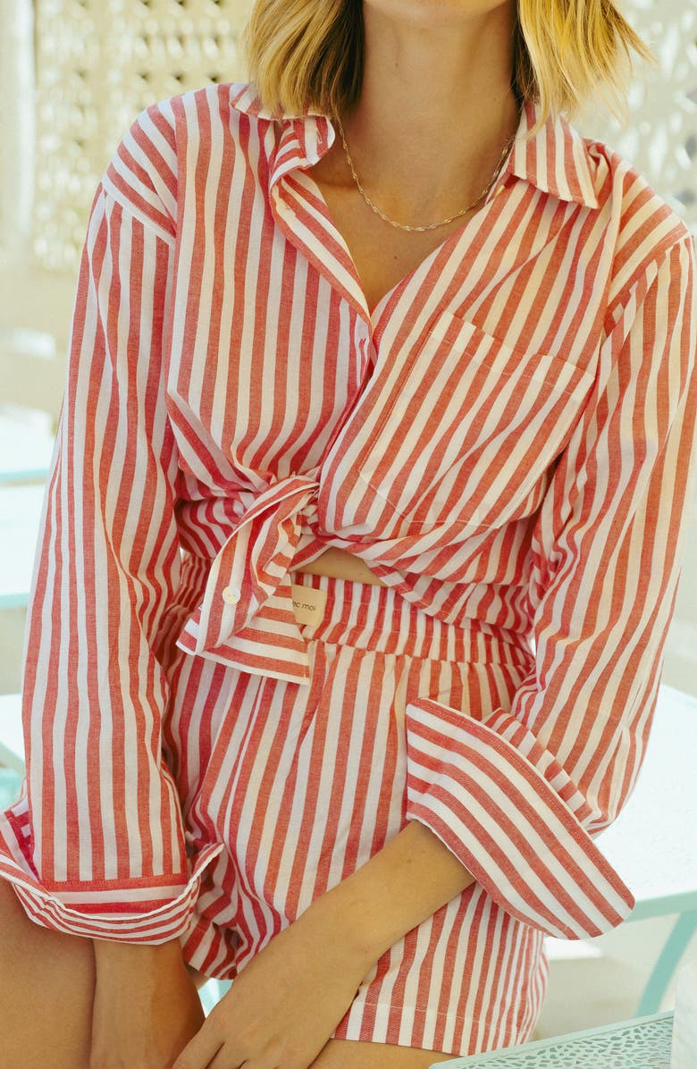 Viens Avec Moi The Summer Stripe Boxer Shorts, Alternate, color, Red
