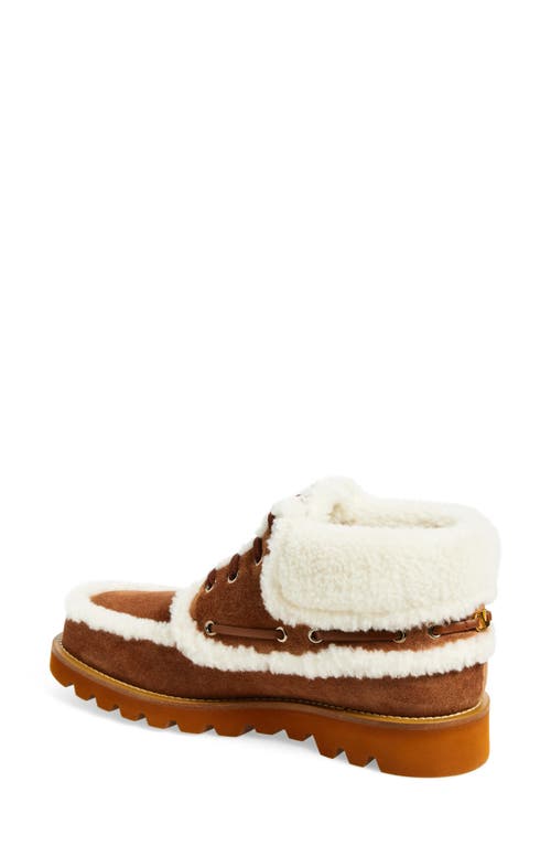 Valentino Palm Avenue Shearling-trimmed Suede Ankle Boots In Brown