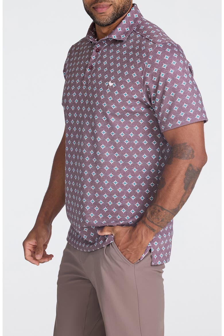 Geo Print Piqué Performance Golf Polo, Alternate, color, SWING CYPHER - PLUM WINE