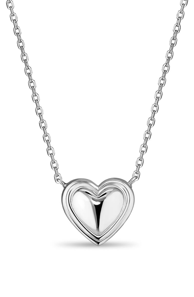 DEVATA Contoured Line Heart Pendant Necklace, Main, color, Silver