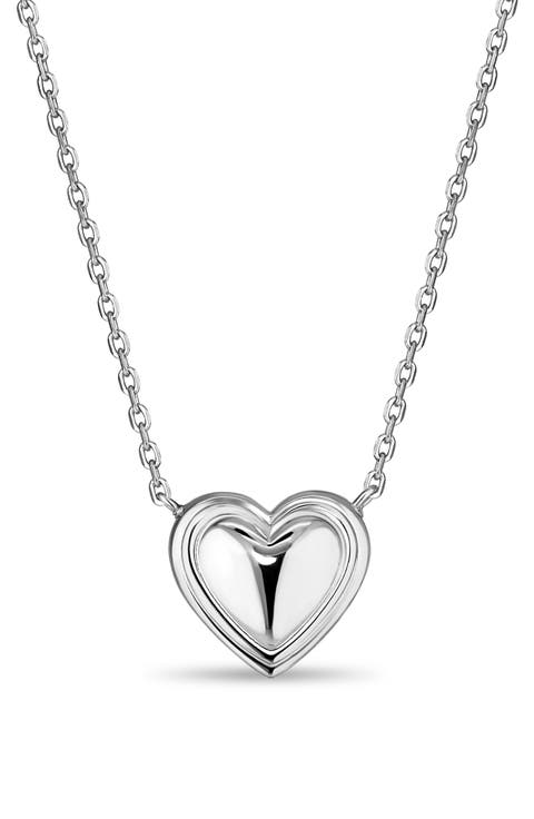 Contoured Line Heart Pendant Necklace