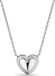 DEVATA Contoured Line Heart Pendant Necklace