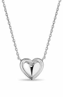 DEVATA Contoured Line Heart Pendant Necklace