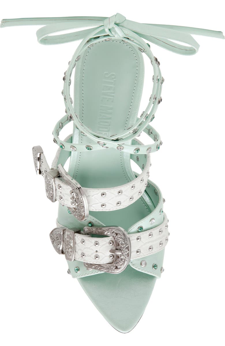 Steve Madden Saddle Embellished Ankle Strap Sandal, Alternate, color, Aqua Multi