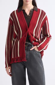 GUEST IN RESIDENCE Handloom Striped Cashmere & Wool Cardigan