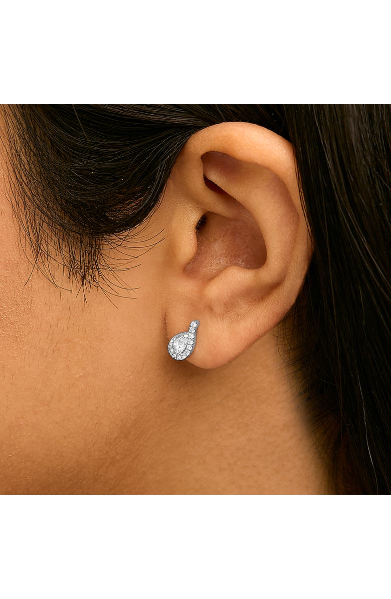 Haus of Brilliance 14K White Gold 5/8 Cttw Lab Grown Diamond Tear Drop Halo Stud Earring, Alternate, color, White