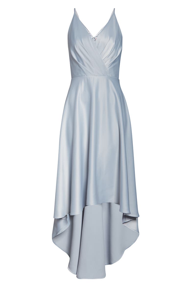Ivy Surplice High/Low Satin Gown, Alternate, color, BLUE