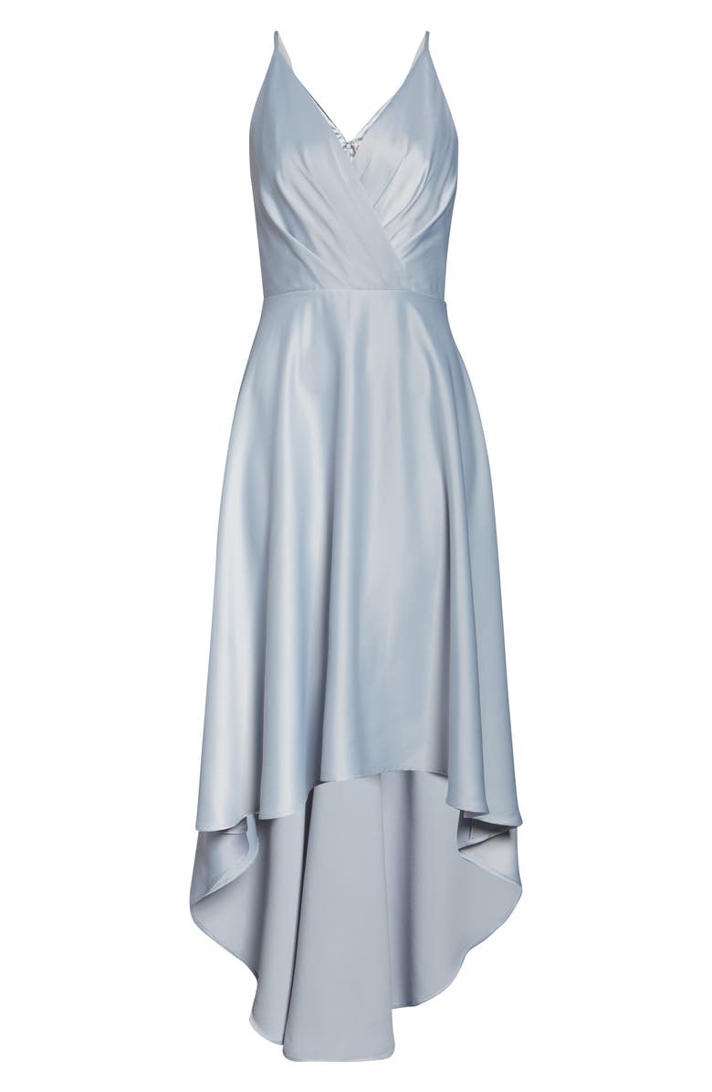 Chi Chi London Ivy Surplice High/Low Satin Gown, Alternate, color, 