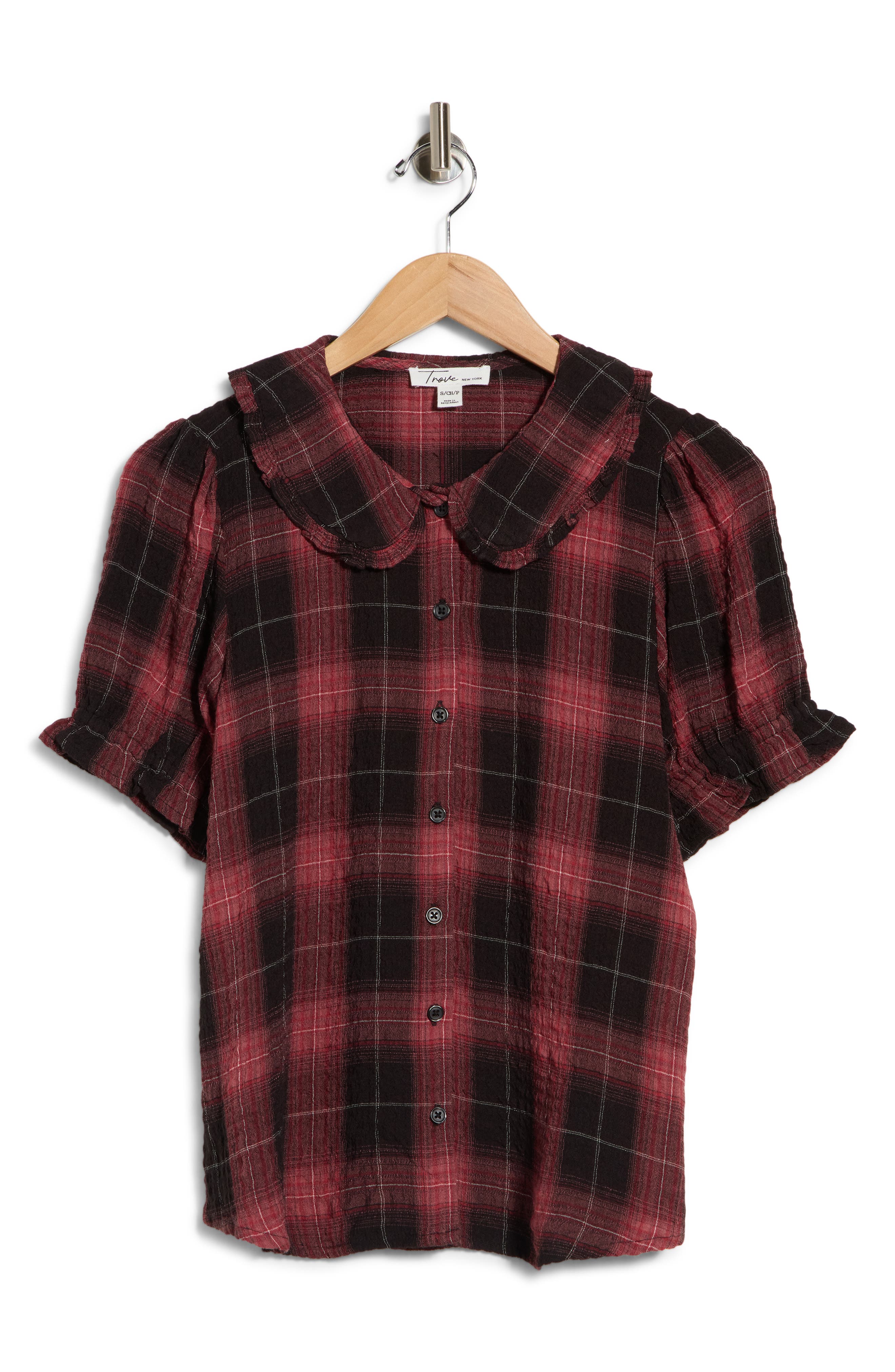 Trove New York Plaid Peter Pan Collar Shirt (Women) | Nordstromrack