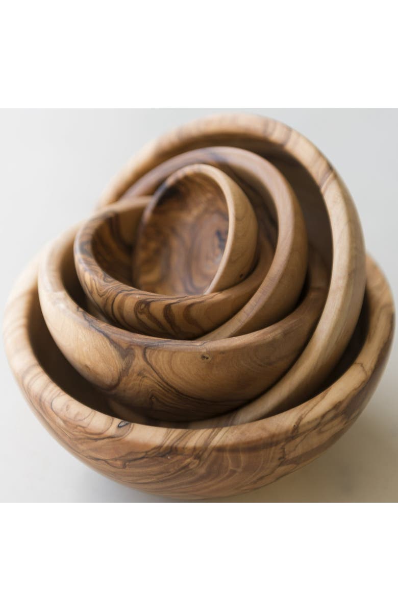 Be Home Olive Wood Nesting Bowls - Set of 6, Alternate, color, Olive