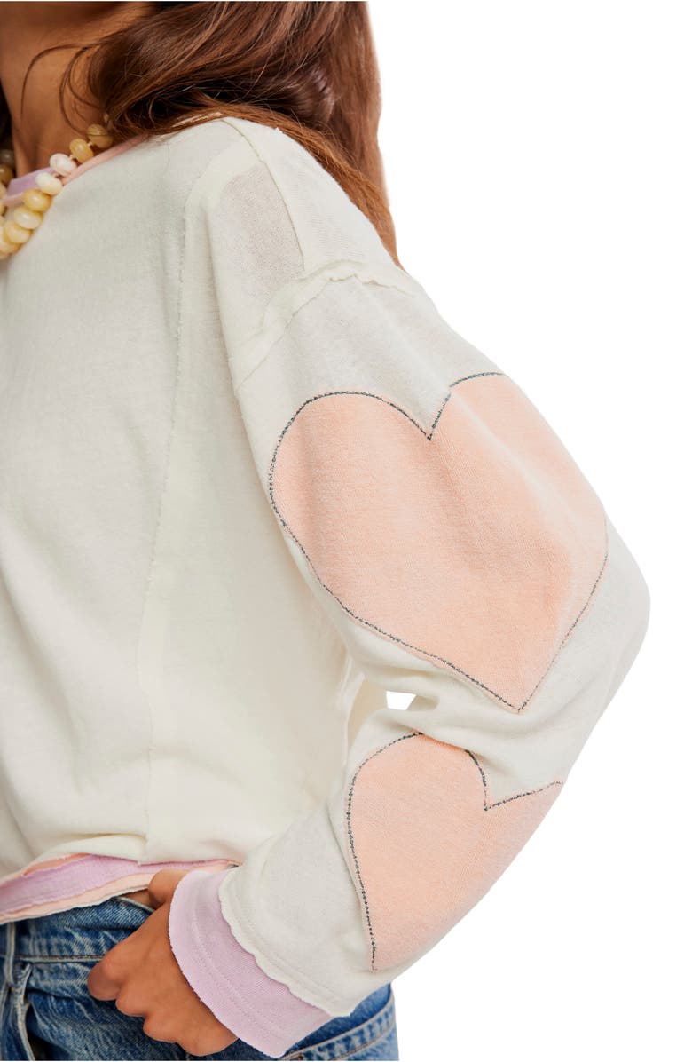 Free People You're a Star Cotton Knit Top, Alternate, color, Mint Heart Combo