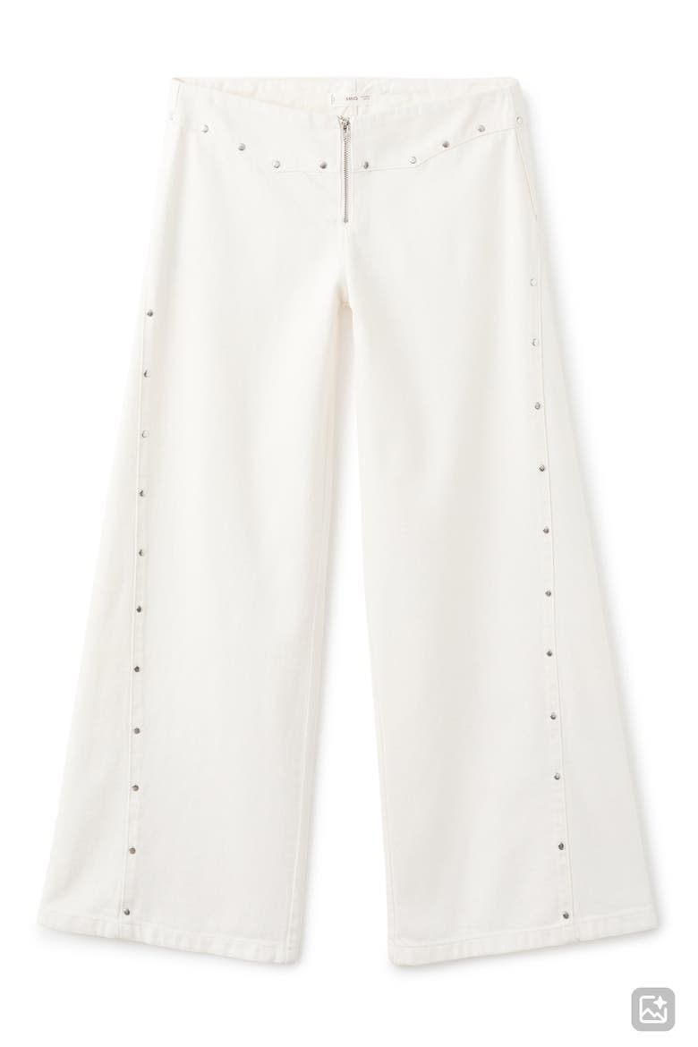 Studded Wide Leg Jeans, Alternate, color, OFF WHITE