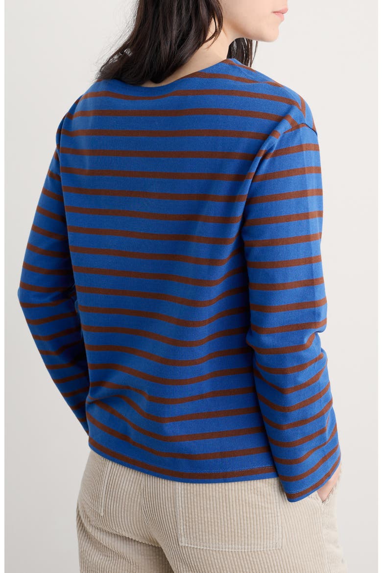 Beach Stripe Organic Cotton Boat Neck Top, Alternate, color, BRETON INK COCOA