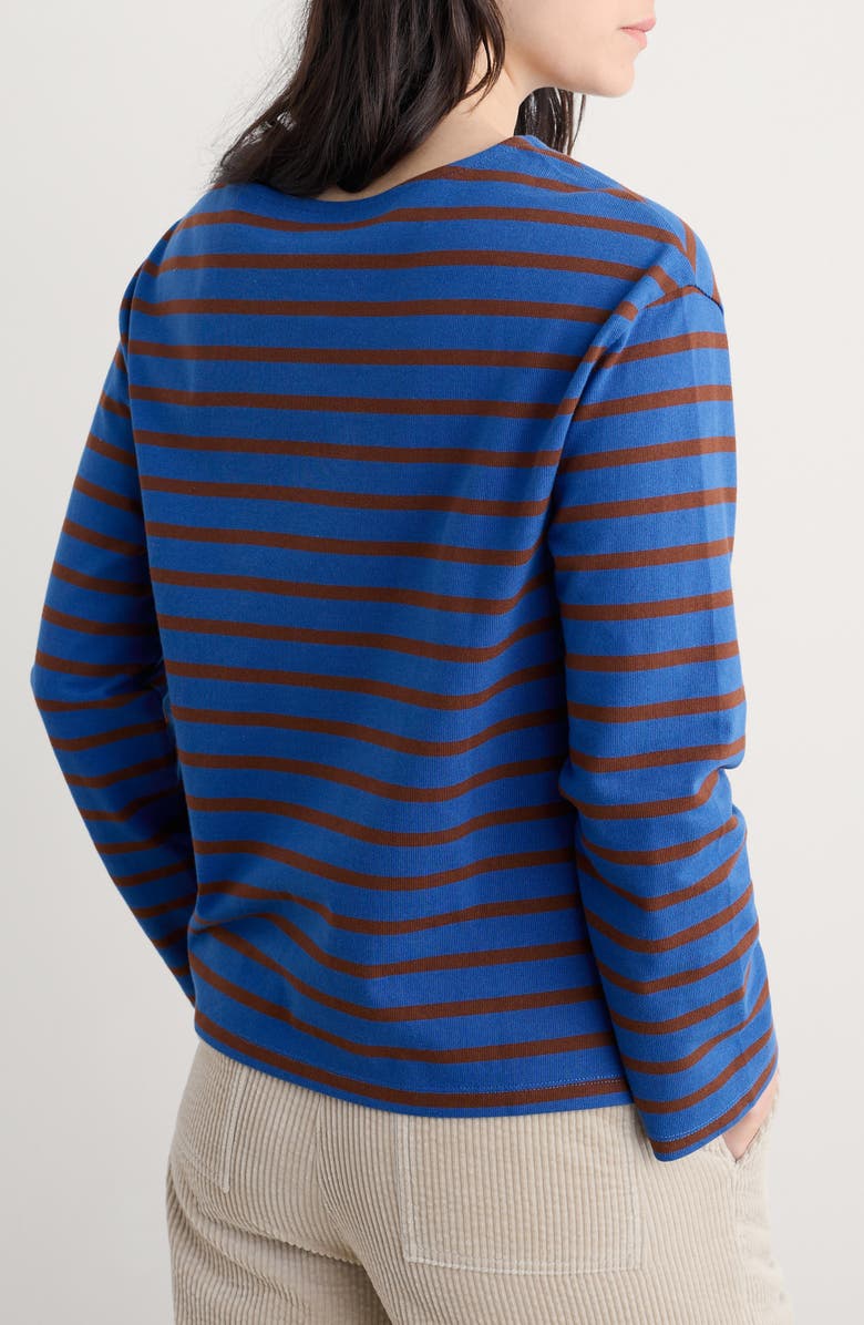 Seasalt Cornwall Beach Stripe Organic Cotton Boat Neck Top, Alternate, color, Breton Ink Cocoa