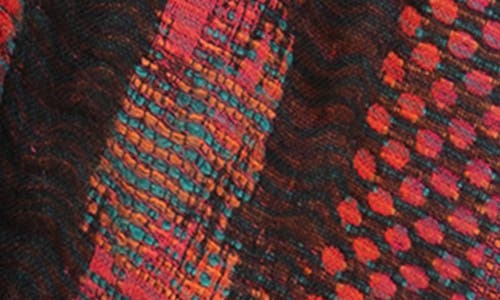 Saachi Abstract Fringe Poncho In Brown