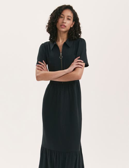 Finery London Tania Linen Blend Midi Shirt Dress In Black
