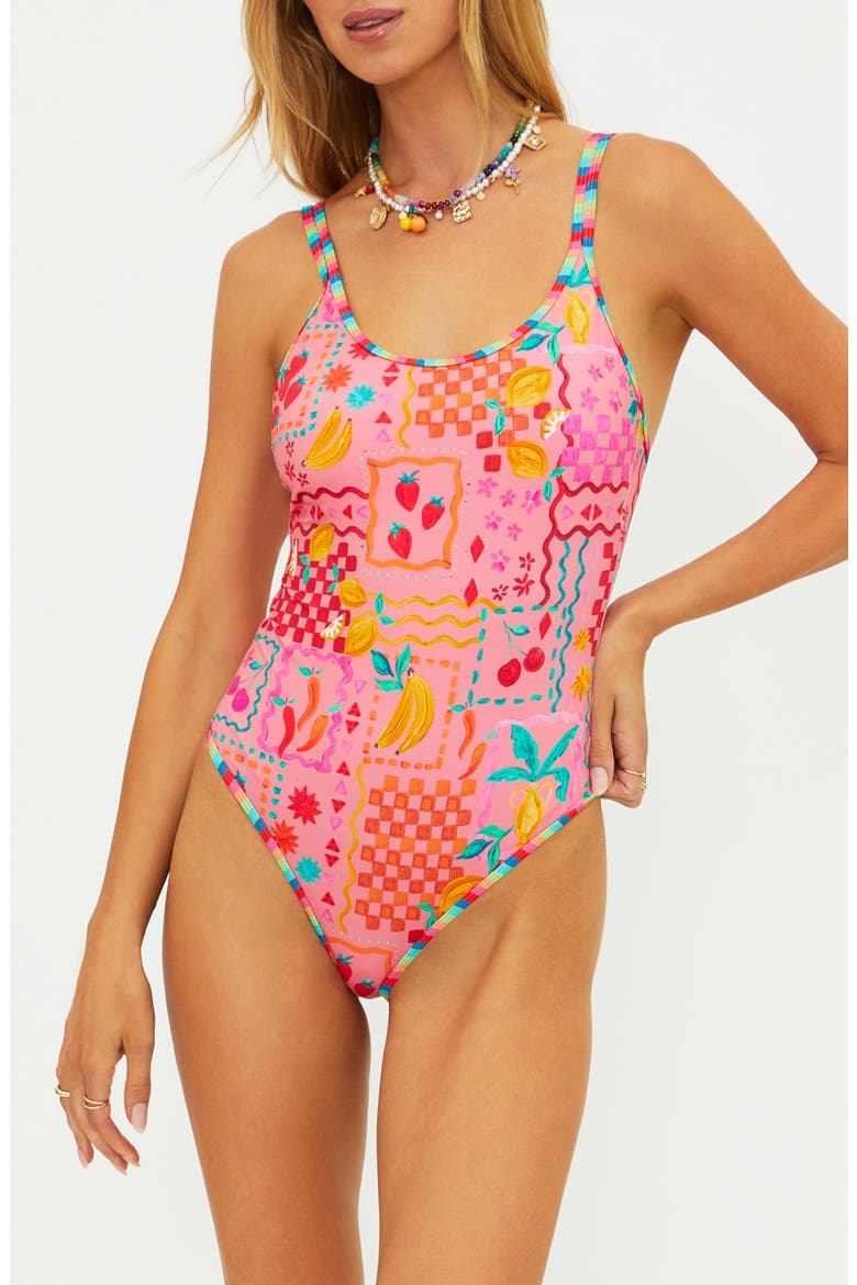 Naomi Print One-Piece Swimsuit, Main, color, PASSION FRUIT