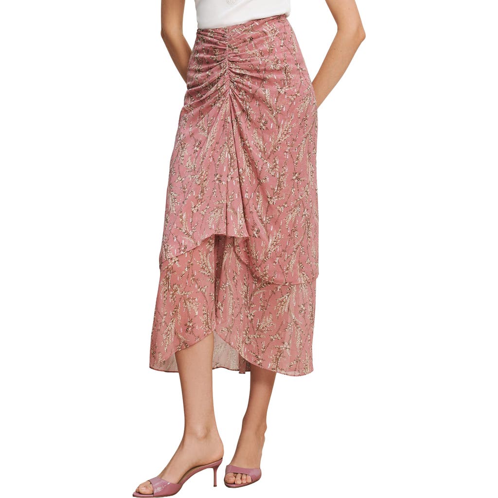 Veronica Beard Sira Metallic Thread Midi Skirt In Pink