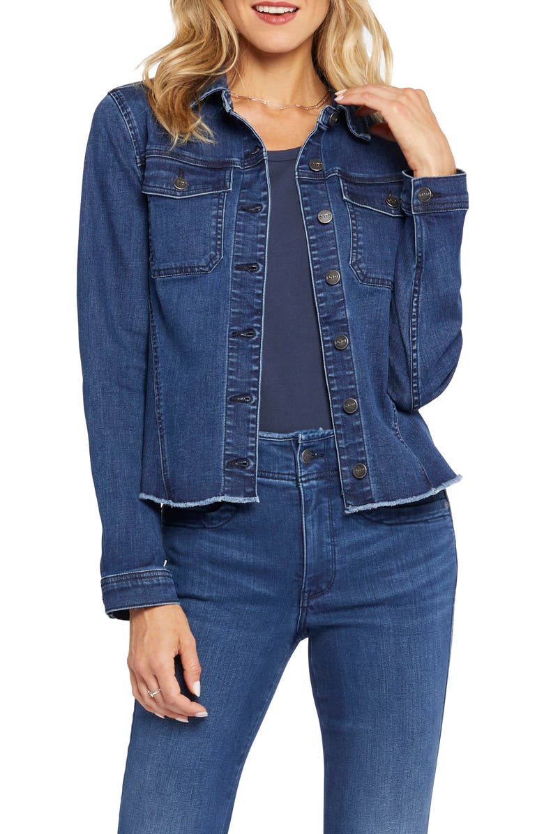 NYDJ Frayed Denim Jacket, Main, color, Rendezvous