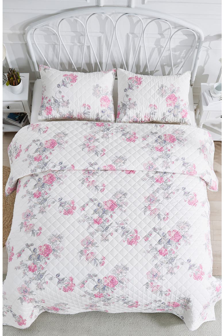 Rose Percale Cotton Quilt & Shams Set, Alternate, color, PINK/ PINK