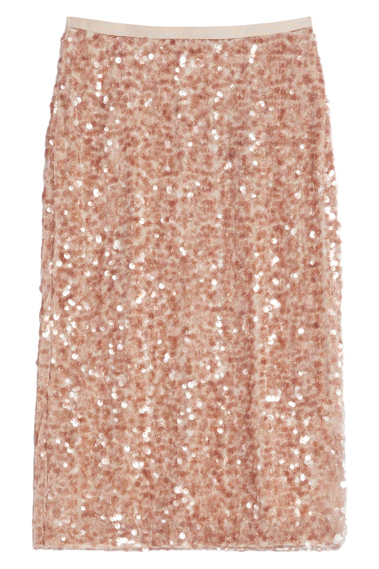 Docchio Sequin Midi Skirt, Alternate, color, BEIGE